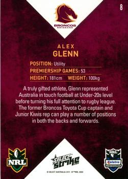 2011 NRL Strike #008 Alex Glenn Back